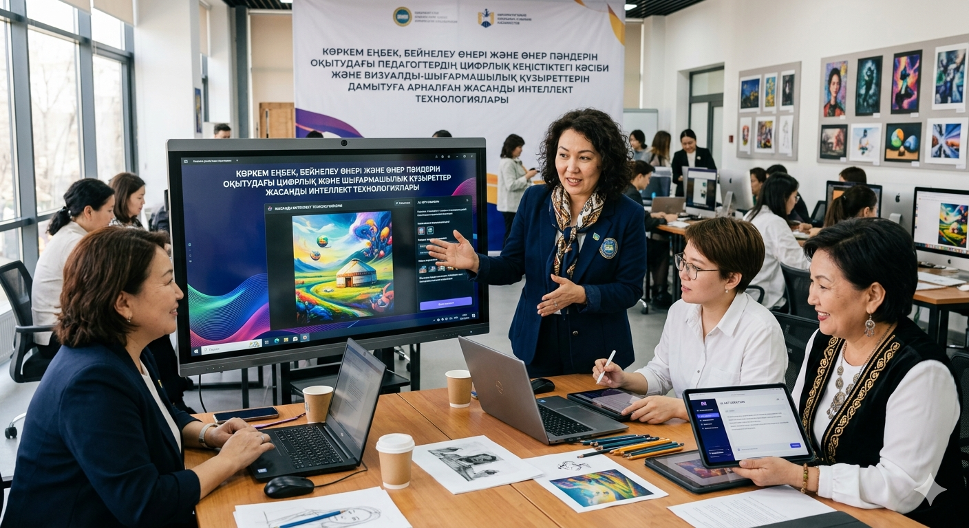 Көркем еңбек, бейнелеу өнері және өнер пәндерін оқытудағы педагогтердің цифрлық кеңістіктегі кәсіби және визуалды-шығармашылық құзыреттерін дамытуға арналған жасанды интеллект технологиялары
